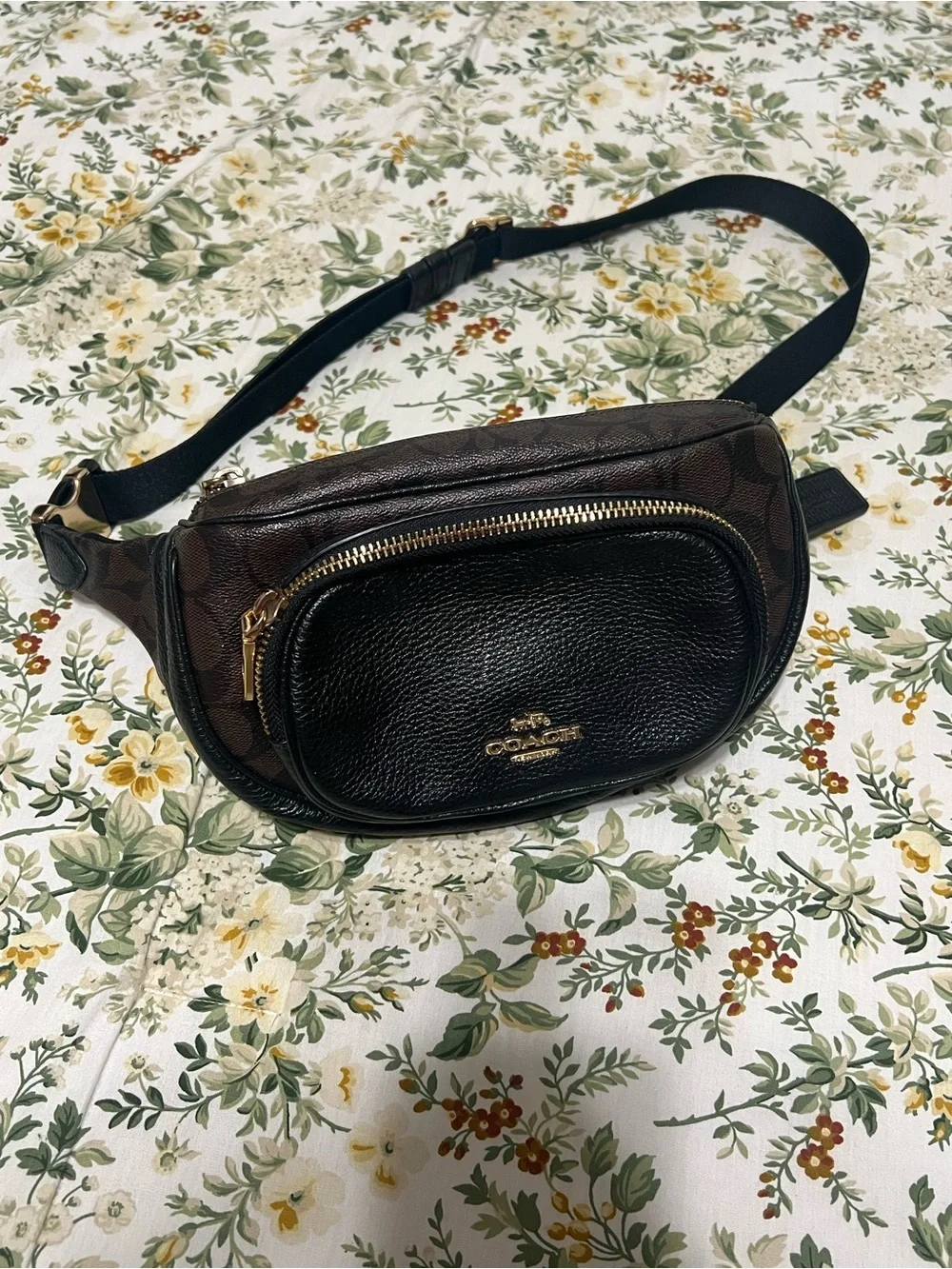 Coach Brown & Black Signature Canvas Belt Bag